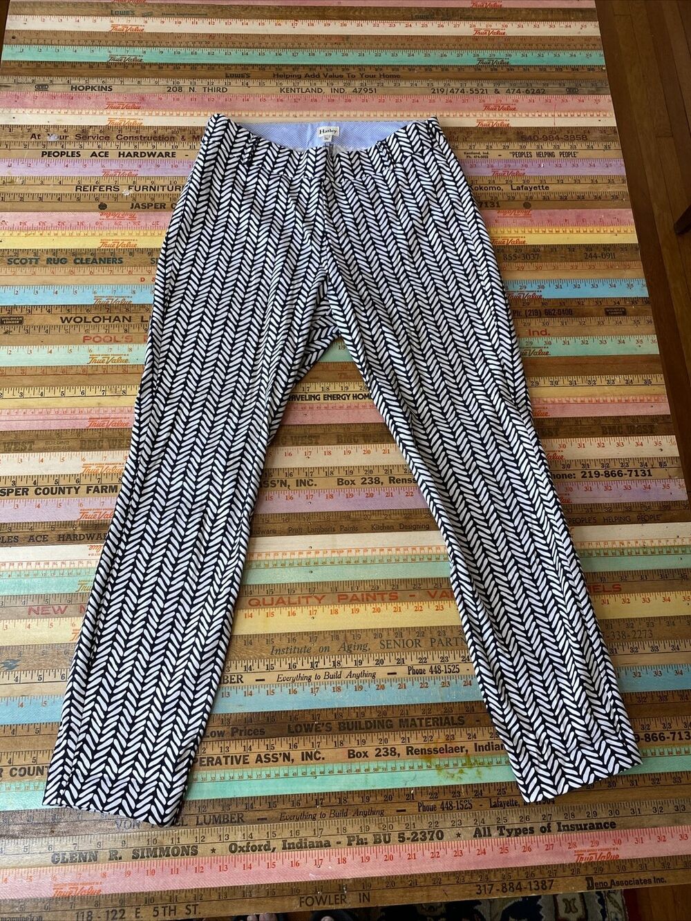 HATLEY | 2 Black White Geo Skinny Chino Work Dress Pant XS Stretch Cotton